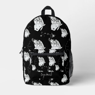 Black Moth Butterfly Pattern Printed Backpack