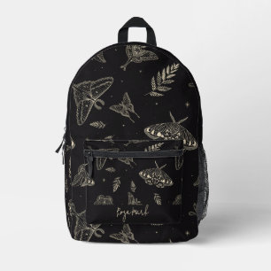 Black Moth Butterfly Pattern Printed Backpack