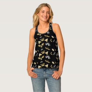 Black Moth Butterfly Pattern Tank Top