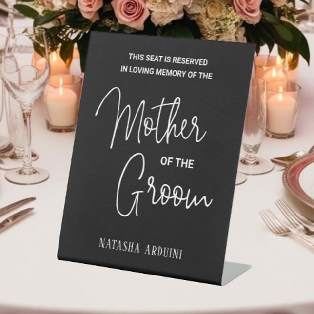 Black Mother Groom Memorial Chair Reserved Wedding Pedestal Sign (Creator Uploaded)