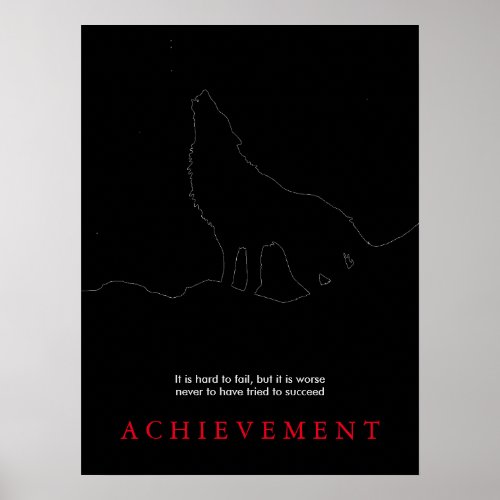 Black Motivational Howling Wolf Art Poster Print