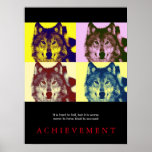 Black Motivational Wolf Pop Art Poster Print<br><div class="desc">Digital Comic Style Animal Art - Wild World of Extreme Animals - Most Ferocious Creatures Computer Images</div>