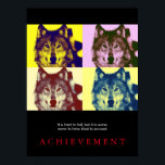 Black Motivational Wolf Pop Art Poster Print<br><div class="desc">Digital Comic Style Animal Art - Wild World of Extreme Animals - Most Ferocious Creatures Computer Images</div>