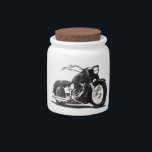Black motorcycle candy jar<br><div class="desc">Your classic motorcycle - simple - stylish! fameland motors</div>
