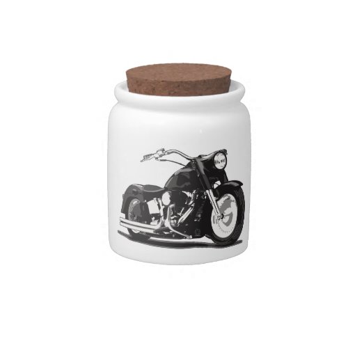 Black motorcycle candy jar