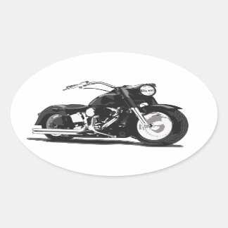 Black motorcycle oval sticker