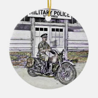 Black Motorcycle Police ww2 Ceramic Ornament