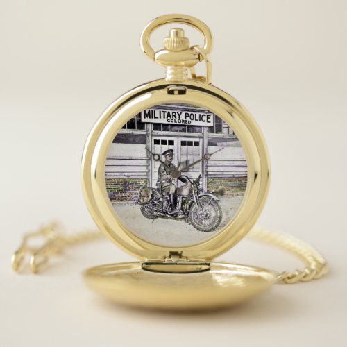 Black Motorcycle Police ww2 Pocket Watch