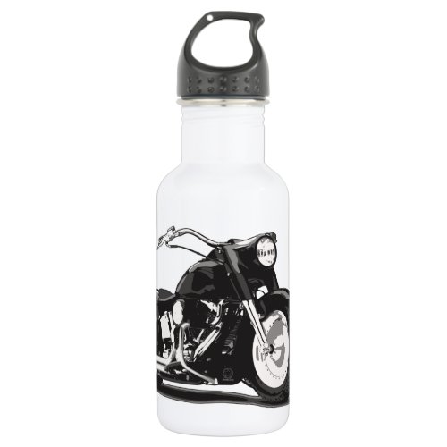 Black motorcycle stainless steel water bottle