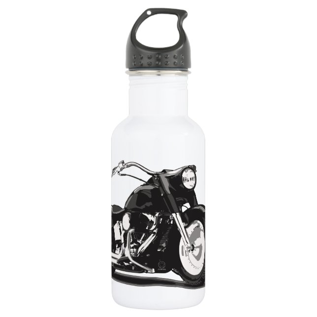 Black motorcycle stainless steel water bottle (Front)