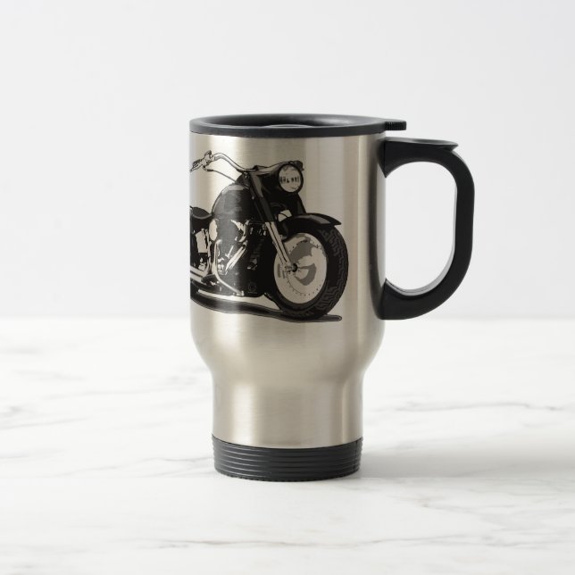 Black motorcycle travel mug (Right)
