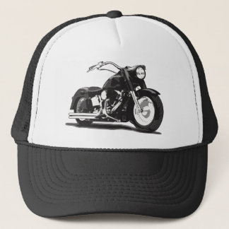 Black motorcycle trucker hat