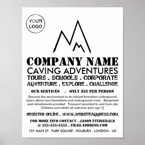 Black Mountain Logo Caving Adventure Advertising Poster