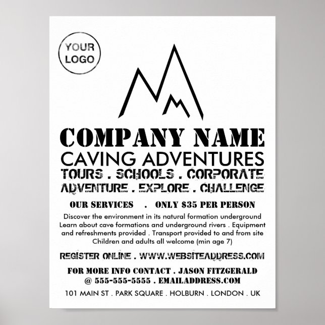 Black Mountain Logo, Caving Adventure Advertising Poster (Front)