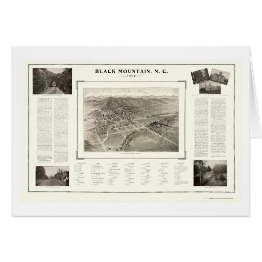 Black Mountain, NC Panoramic Map - 1912 Cards (Front Horizontal)