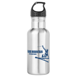Black Mountain New Hampshire Skier Stainless Steel Water Bottle