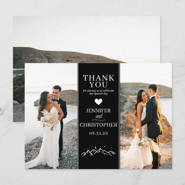 Black Mountain Wedding Thank You Card (Front/Back)