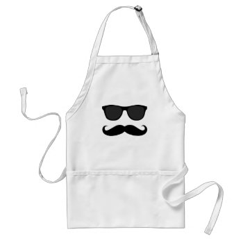 Black Moustache And Sunglasses Humour Gift Adult Apron by MovieFun at Zazzle