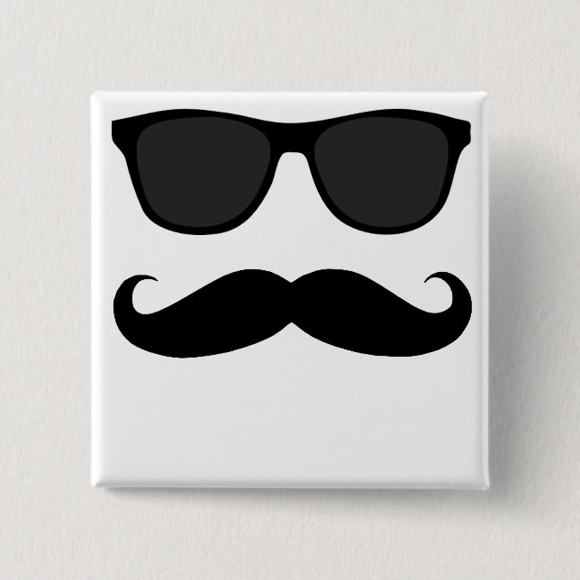 Black Moustache and Sunglasses Humour Gift Button (Front)