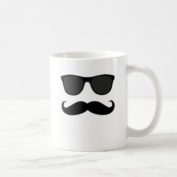 Black Moustache And Sunglasses Humour Gift Coffee Mug by MovieFun at Zazzle