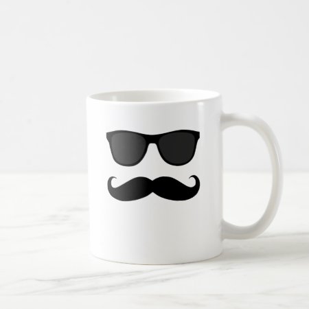 Black Moustache And Sunglasses Humour Gift Coffee Mug