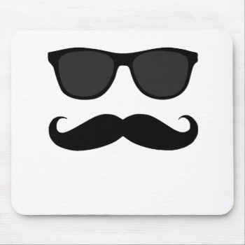 Black Moustache And Sunglasses Humour Gift Mouse Pad by MovieFun at Zazzle
