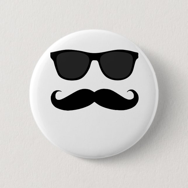 Black Moustache and Sunglasses Humour Gift Pinback Button (Front)