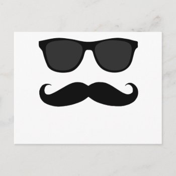 Black Moustache And Sunglasses Humour Gift Postcard by MovieFun at Zazzle