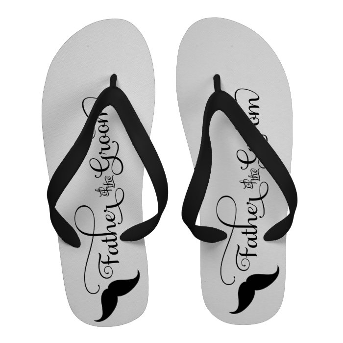 Black Moustache Father Of The Groom Flip Flops