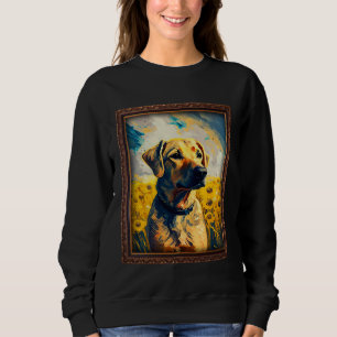 Black Mouth Cur Painting Sunflower Flower Mom Wome Sweatshirt