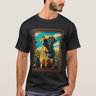 Black Mouth Cur Painting Sunflower Flower Mom Wome T-Shirt