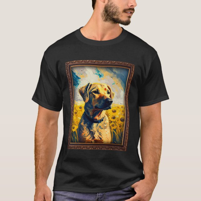 Black Mouth Cur Painting Sunflower Flower Mom Wome T-Shirt (Front)