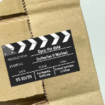 Black Movie Clapboard Wedding Save The Date Rectangular Sticker<br><div class="desc">A unique wedding save the date sticker with movie theme. Add your names,  wedding date,  time and venue on the black clapboard.</div>