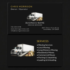 Black Moving Truck Services Professional Business Card