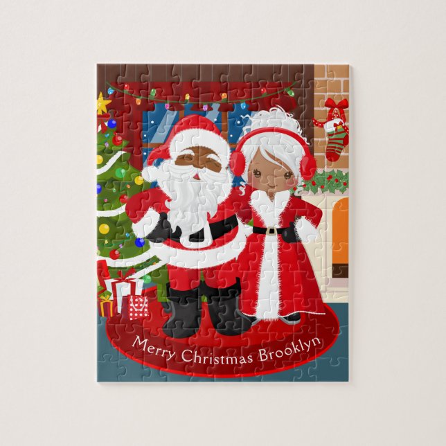 Black Mr. & Mrs. Claus Jigsaw Puzzle (Vertical)