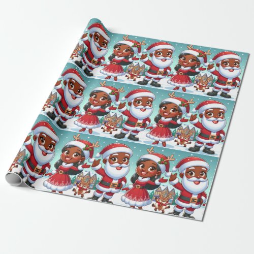 Black Mr  Mrs Claus wrapping paper 