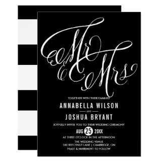 Black Mr. & Mrs. Elegant Script Wedding II Card