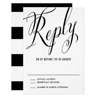 Black Mr. & Mrs. Elegant Script Wedding RSVP Card