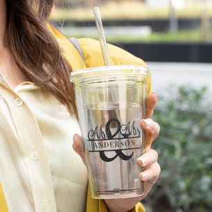 Black Mr & Mrs Monogram Wedding Party Personalized Acrylic Tumbler