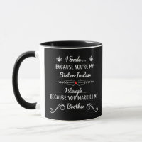 Black mug love and floral Brother sister laugh