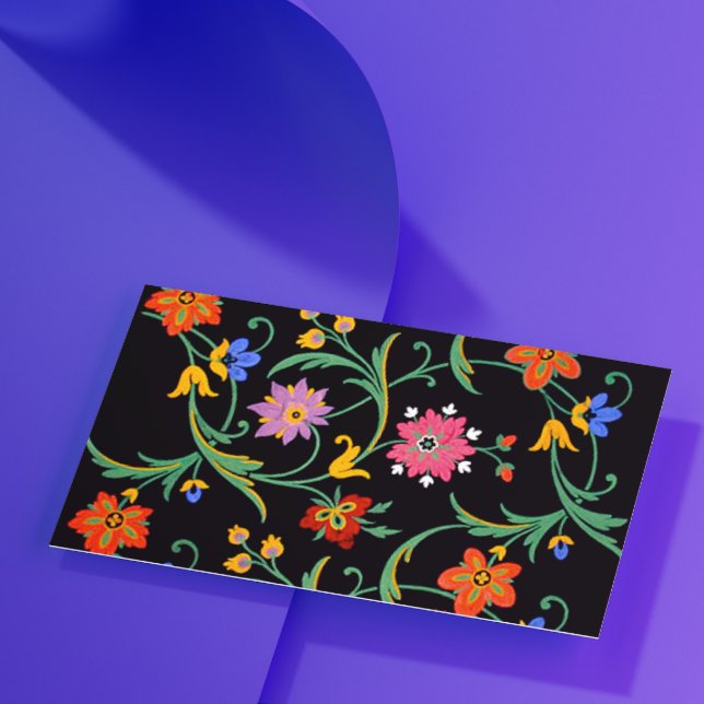 Black Multi-Color Floral Business Card (Creator Uploaded)