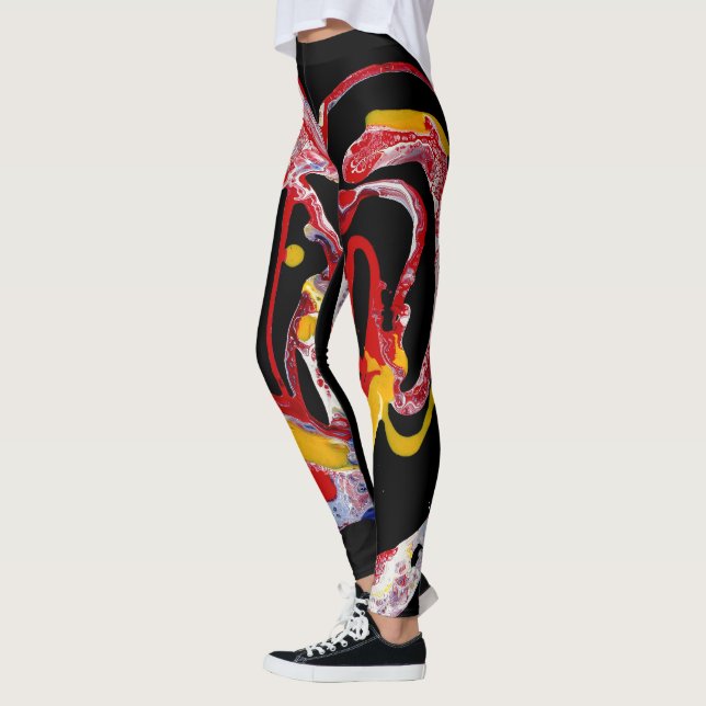 Black, Multi-Colored Leggings - "Crazy Heart" (Left)