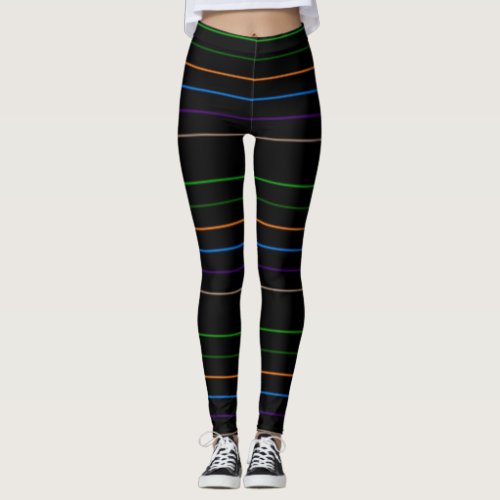 Black Multi_Colored Stripes Beautiful Leggings
