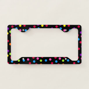 Black Multicolored polka dots License Plate Frame