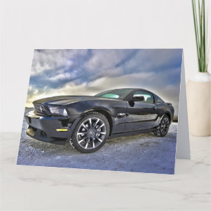 BLACK MUSCLE CAR GREETING BIRTHDAY CARD