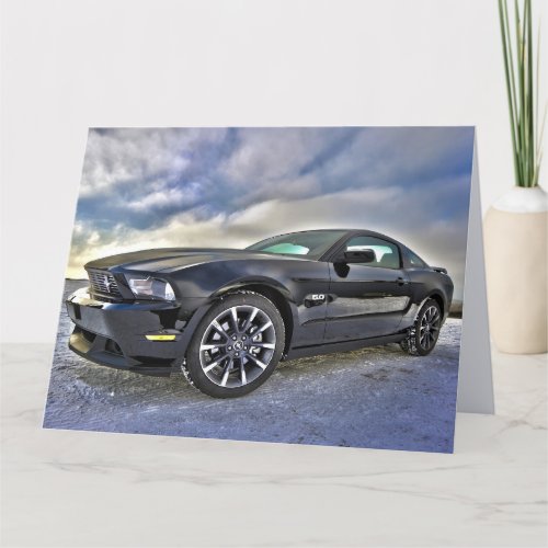 BLACK MUSCLE CAR GREETING BIRTHDAY CARD