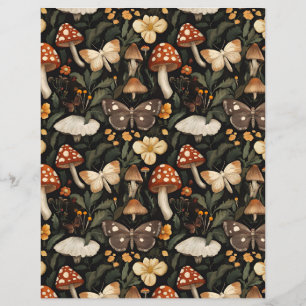 black mushroom fall pattern scrapbook paper