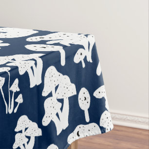 Black mushroom pattern 01b D Blue BG Tablecloth