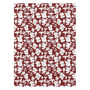 Black mushroom pattern 01b DRed BG Tablecloth