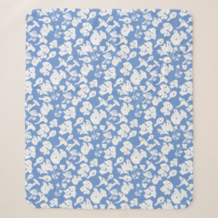 Black mushroom pattern 01b Lblue BG Sherpa Blanket